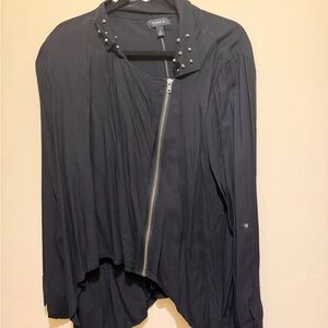 torrid Black Draped Open-Front Jacket with Collar